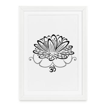 Lotus lotus flower Om symbol lotus flower - Framed poster (27 × 37 cm) - white - Front