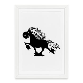Drôle Cheval Islandais - Affiche encadrée (27 × 37 cm) - blanc - Devant