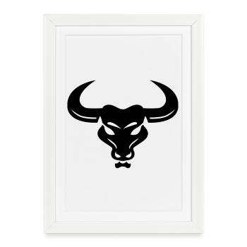 bull - Framed poster (27 × 37 cm) - white - Front