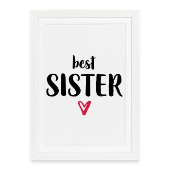 meilleure soeur je coeur cadeau soeur frères et sœurs - Affiche encadrée (27 × 37 cm) - blanc - Devant