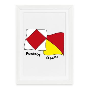 Foxtrot Oscar - Affiche encadrée (27 × 37 cm) - blanc - Devant