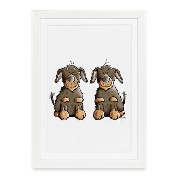 Deux Teckel - Affiche encadrée (27 × 37 cm) - blanc - Devant