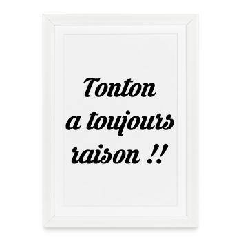 Tonton - Oncle - Neveu - Nièce - Bébé - Naissance - Affiche encadrée (27 × 37 cm) - blanc - Devant