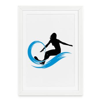 surfeuse - Affiche encadrée (27 × 37 cm) - blanc - Devant