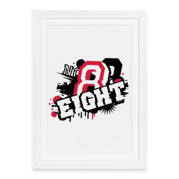 nombre élégant huit graffiti en 3D - Affiche encadrée (27 × 37 cm) - blanc - Devant