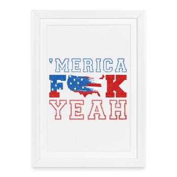 America Fuck oui - Affiche encadrée (27 × 37 cm) - blanc - Devant