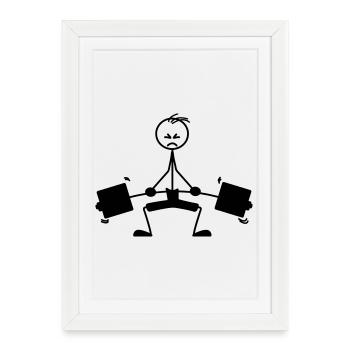 Logo, emblème de musculation - Affiche encadrée (27 × 37 cm) - blanc - Devant