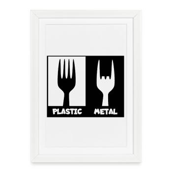 Plastique contre métal lourd. métal, roche dure # - Affiche encadrée (27 × 37 cm) - blanc - Devant