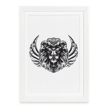 Majestic Lion - Affiche encadrée (27 × 37 cm) - blanc - Devant