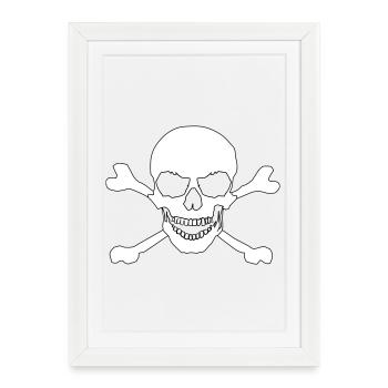 Crâne et os croisés - Affiche encadrée (27 × 37 cm) - blanc - Devant