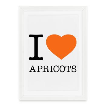 J’AIME LES ABRICOTS Abricot - Affiche encadrée (27 × 37 cm) - blanc - Devant