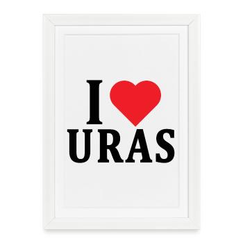 T-shirt J’adore Uras t-shirt Sardaigne idée cadeau - Affiche encadrée (27 × 37 cm) - blanc - Devant