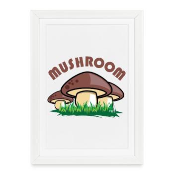 mushroom mushroom mushroom comic symbol meadow forest graphic - Framed poster (27 × 37 cm) - white - Front