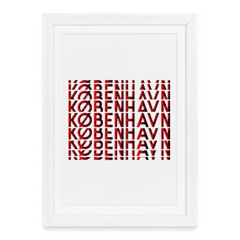 Copenhagen Neon Typography Pattern - Framed poster (27 × 37 cm) - white - Front