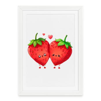 fraise, j'peux pas j'ai fraise - Affiche encadrée (27 × 37 cm) - blanc - Devant