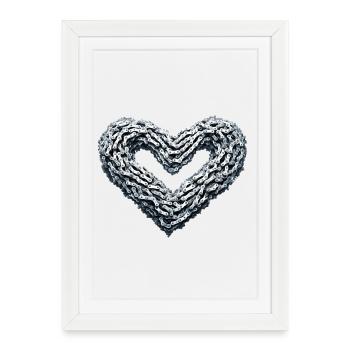 Bicycle Chain Heart Illustration Cycling Love - Framed poster (27 × 37 cm) - white - Front