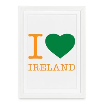 J’AIME L’IRLANDE - Affiche encadrée (27 × 37 cm) - blanc - Devant