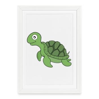 A friendly turtle - Framed poster (27 × 37 cm) - white - Front