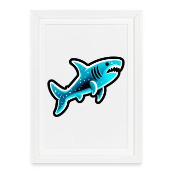 Requin - Affiche encadrée (27 × 37 cm) - blanc - Devant