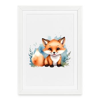 Niedlicher kleiner Fuchs - Aquarellmotiv - Gerahmtes Poster (27 × 37 cm) - Weiß - Vorne