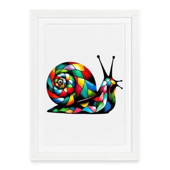 Arlequin Arlequin Escargot - Affiche encadrée (27 × 37 cm) - blanc - Devant