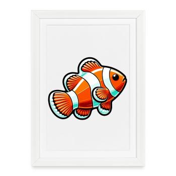 Poisson-clown - Affiche encadrée (27 × 37 cm) - blanc - Devant