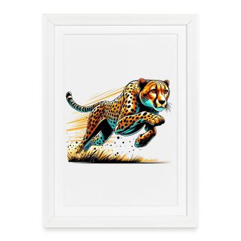 Guépard - Affiche encadrée (27 × 37 cm) - blanc - Devant