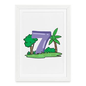 7 Numéro Numéro Motif Sept - Affiche encadrée (27 × 37 cm) - blanc - Devant