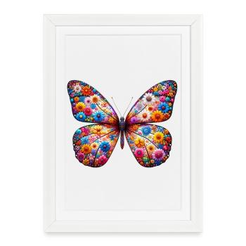 Butterfly decorated with flowers - Framed poster (27 × 37 cm) - white - Front