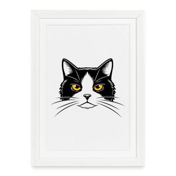 Illustration d’une tête de chat. - Affiche encadrée (27 × 37 cm) - blanc - Devant