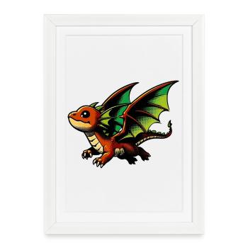 Dragon - Framed poster (27 × 37 cm) - white - Front