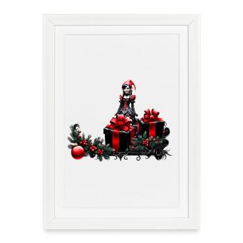 Cute Gothic Christmas Elf - Framed poster (27 × 37 cm) - white - Front