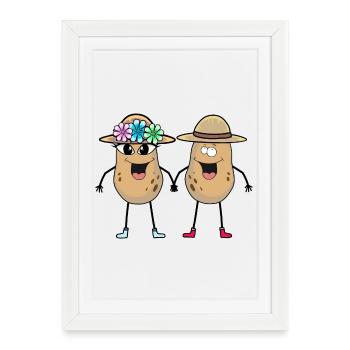 potato, potatoes, vegetables, funny, funny, funny, - Framed poster (27 × 37 cm) - white - Front