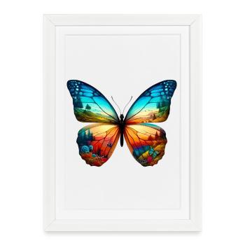Butterfly - Framed poster (27 × 37 cm) - white - Front
