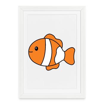Poisson-clown tropical - Affiche encadrée (27 × 37 cm) - blanc - Devant