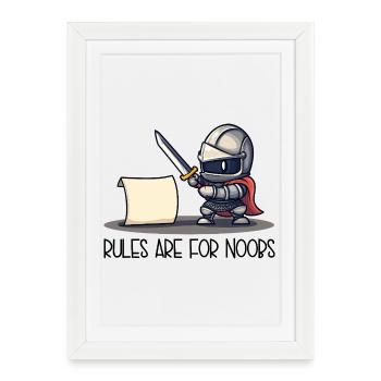 Cute Knight vs Scroll – Rules Are For - Framed poster (27 × 37 cm) - white - Front