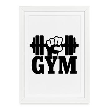 GYM Poing avec haltère - Affiche encadrée (27 × 37 cm) - blanc - Devant