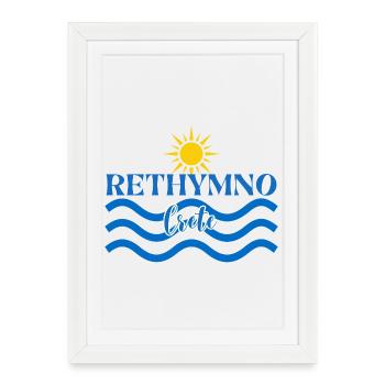 Rethymno Sunset Wave Design - Framed poster (27 × 37 cm) - white - Front