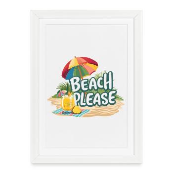 Beach Please - Framed poster (27 × 37 cm) - white - Front