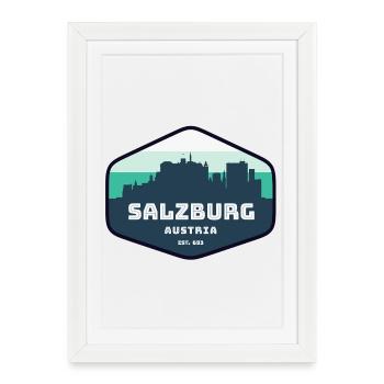 Silhouette de la ligne d’horizon de Salzbourg - Affiche encadrée (27 × 37 cm) - blanc - Devant