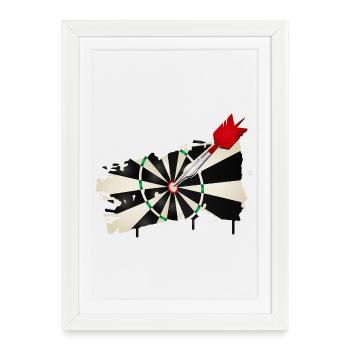 Graffiti style dartboard with hit - Framed poster (27 × 37 cm) - white - Front