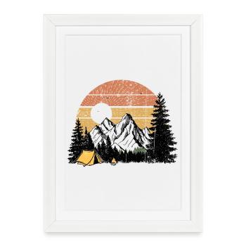 Sunset Mountain Wilderness Scene - Framed poster (27 × 37 cm) - white - Front