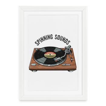Record player - Framed poster (27 × 37 cm) - white - Front