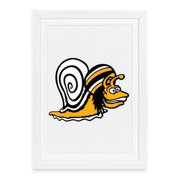 escargot reggae musique rasta cheveux chapeau Jamaïque - Affiche encadrée (27 × 37 cm) - blanc - Devant