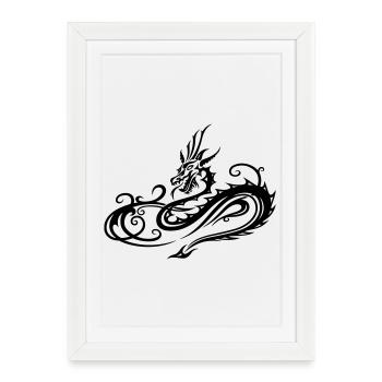 Motif de dragon tribal en forme de cœur - Affiche encadrée (27 × 37 cm) - blanc - Devant
