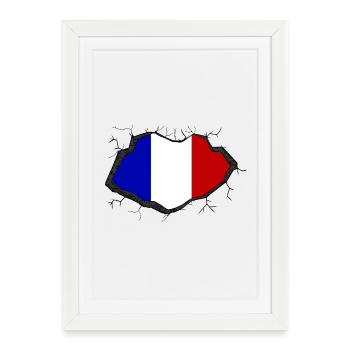 drapeau de la France - Affiche encadrée (27 × 37 cm) - blanc - Devant