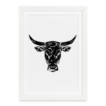 Taureau - Affiche encadrée (27 × 37 cm) - blanc - Devant