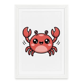 Crabe de dessin animé mignon pour les enfants et - Affiche encadrée (27 × 37 cm) - blanc - Devant