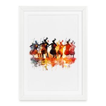 Abstract Cello Orchestra in Watercolor - Framed poster (27 × 37 cm) - white - Front