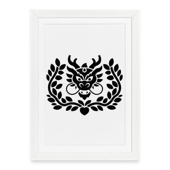 Dragon Emblem Crest - Framed poster (27 × 37 cm) - white - Front